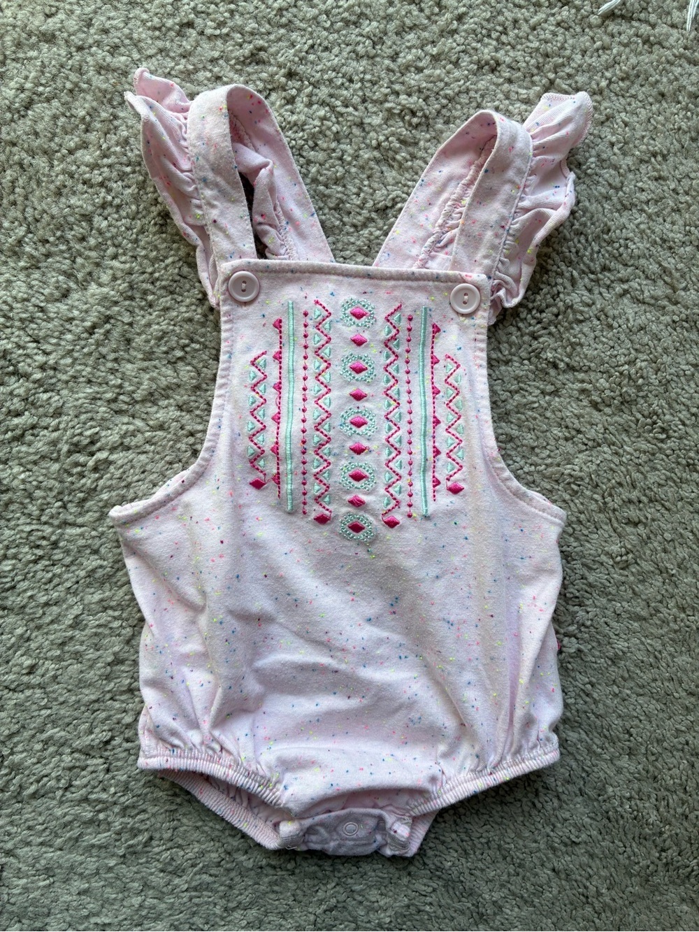 Mini Hero’s Pink Embroidered Baby One-Piece Romper